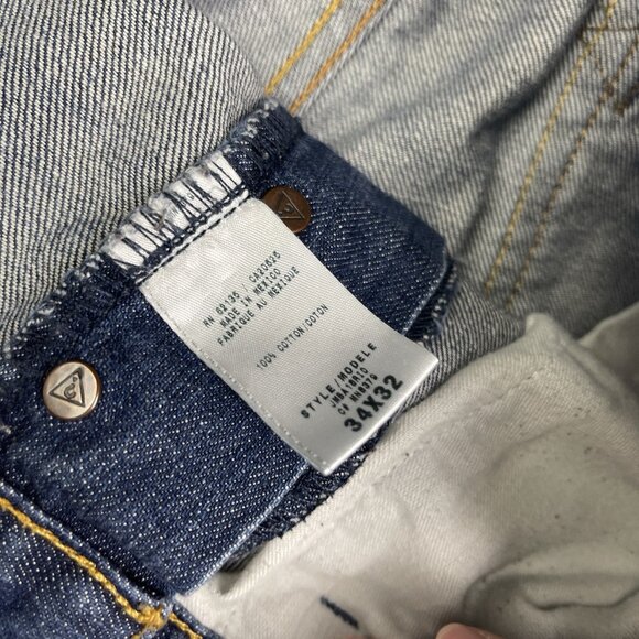 Guess Vermont Slim Men Blue Denim Cotton Straight Leg Distressed Jean Size 34X29 - Picture 4 of 9